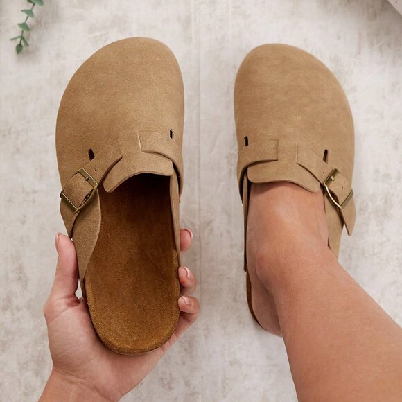 Apricot Elegant Women's Casual Mule Flats Slip-On Sandals - Picture 6 of 6